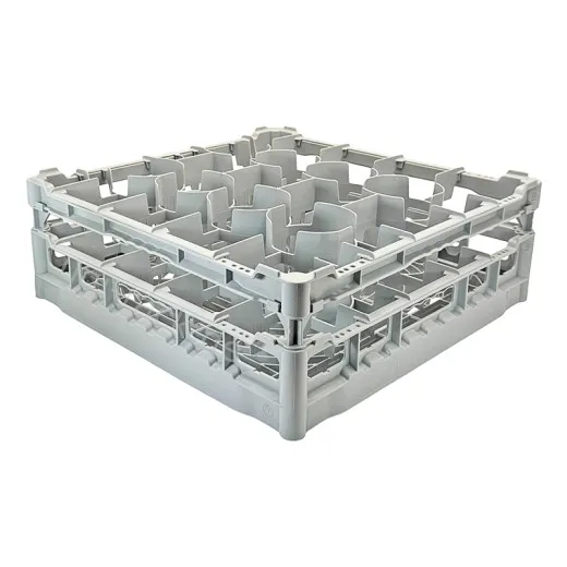 FriesRack Glserkorb 50x50 cm - Typ K-20 - stabiles, graues Glserrack fr 20 Glser mit grauem Toprahmen. Ideal fr sicheren Glastransport, Splen und Einsatz in Catering, Hotel und Messegastronomie.