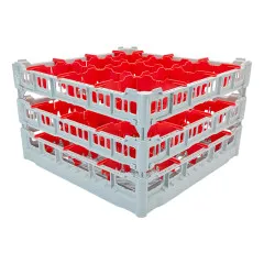 FriesRack Glserkorb 50x50 cm - Typ IKH3-3x3-R - stabiles graues Glserrack mit grauem Toprahmen fr sicheren Glastransport, perfekt fr Gastronomie und Catering.